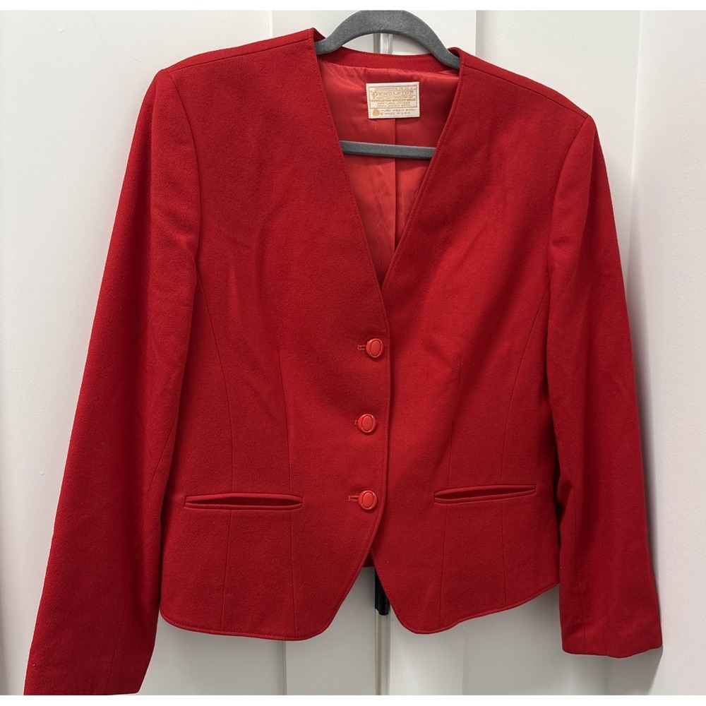 Vintage Pendleton Women's Size 14 Blazer Red 100% Virgin Wool Jacket